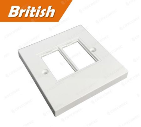 British Style 6C 2 Port Ethernet Wall Plate in White Color - 6C 2 port Ethernet wall plate